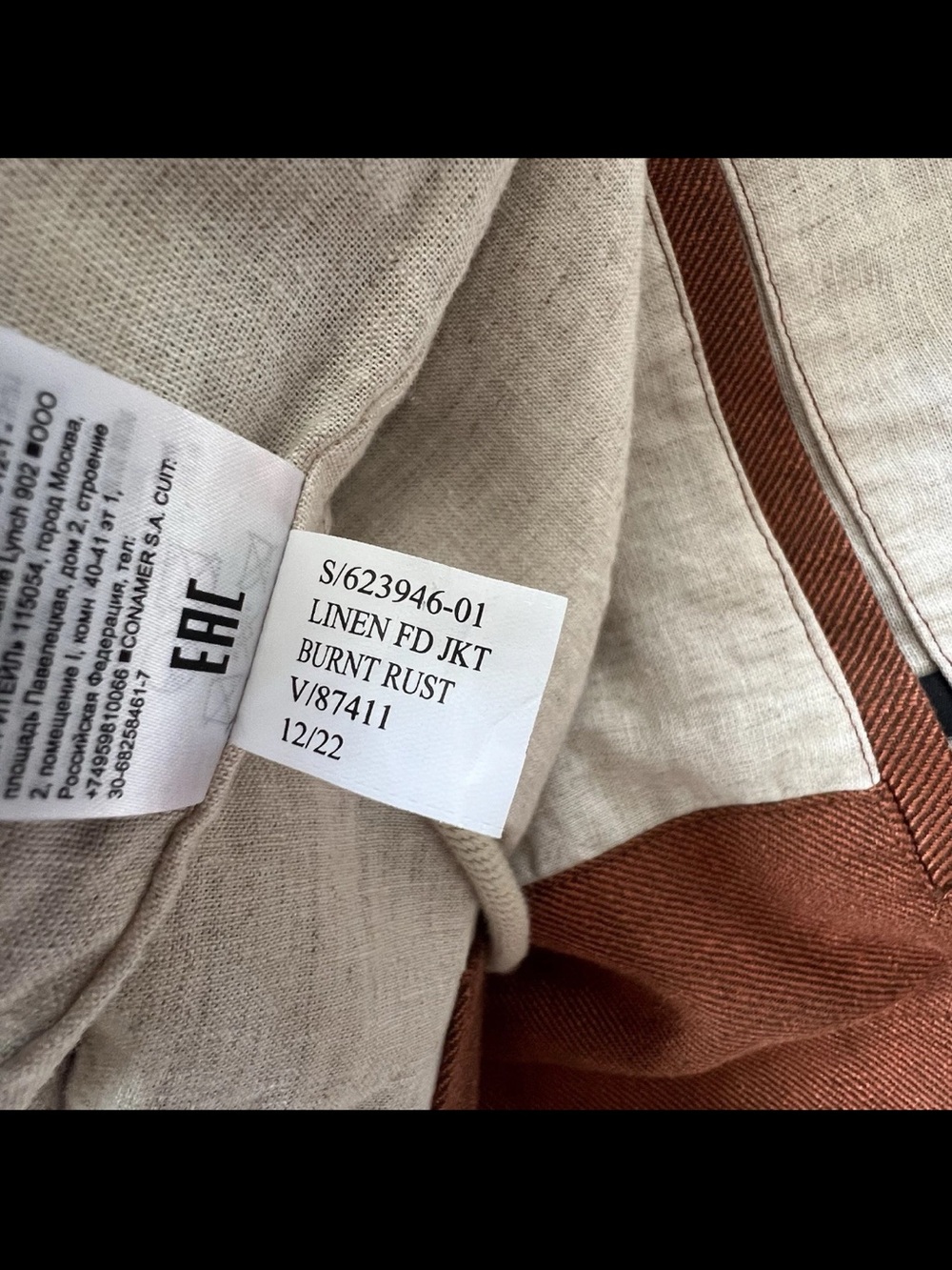 Banana Republic Mens Bastian Linen Field Jacket L Burnt Rust Quiet Luxury - Picture 5 of 9